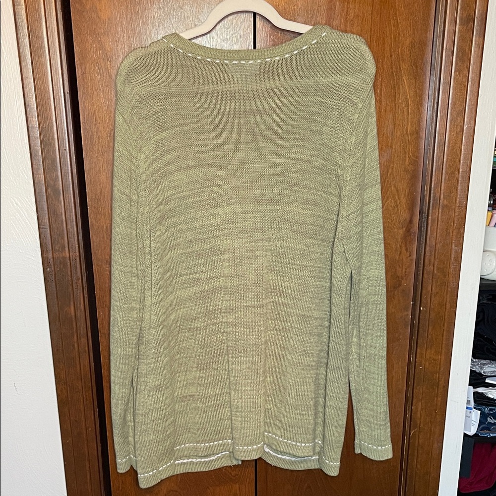 Vintage Blair Olive Embroidered Cardigan Grandmacore Holiday Birds Size Large - Picture 8 of 8